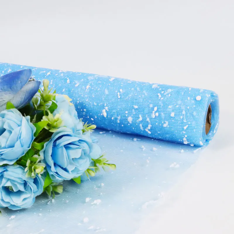 Hot selling colorful Flowers Gift Wrapping Paper Snow Dot Yarn Mesh Florist Bouquet Packaging for DIY Party Wedding Festival