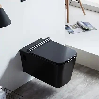 Modern Rimless Concealed Tank Comode Bathroom Easy Cleaning Glaze Matt Black One Piece Square Ceramic Wall Hung Toilets