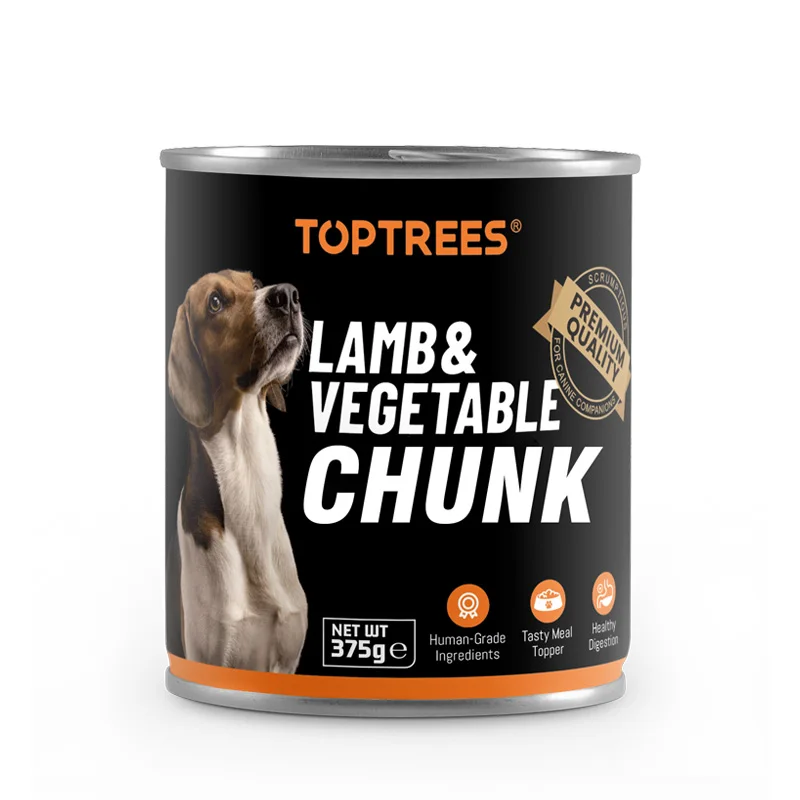 TOPTREES влажная еда CHUNK для собак: лакомство ягненок с овощами консервированные продукты 375 г Высококачественная домашних животных