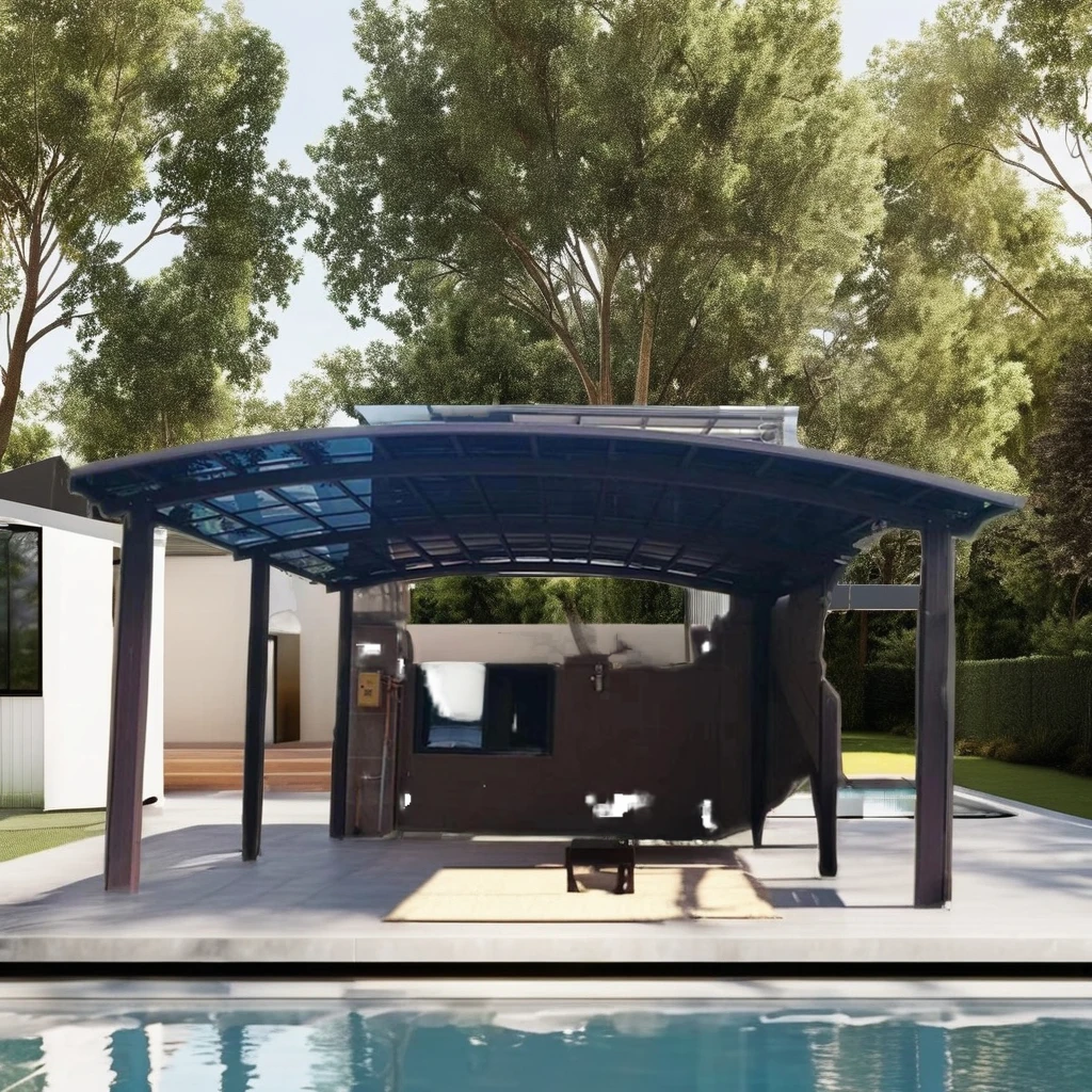 Transparent Outdoor PC Tile Aluminum Type Car Pavilion with Plastic Board for Convenient Parking Lot Use