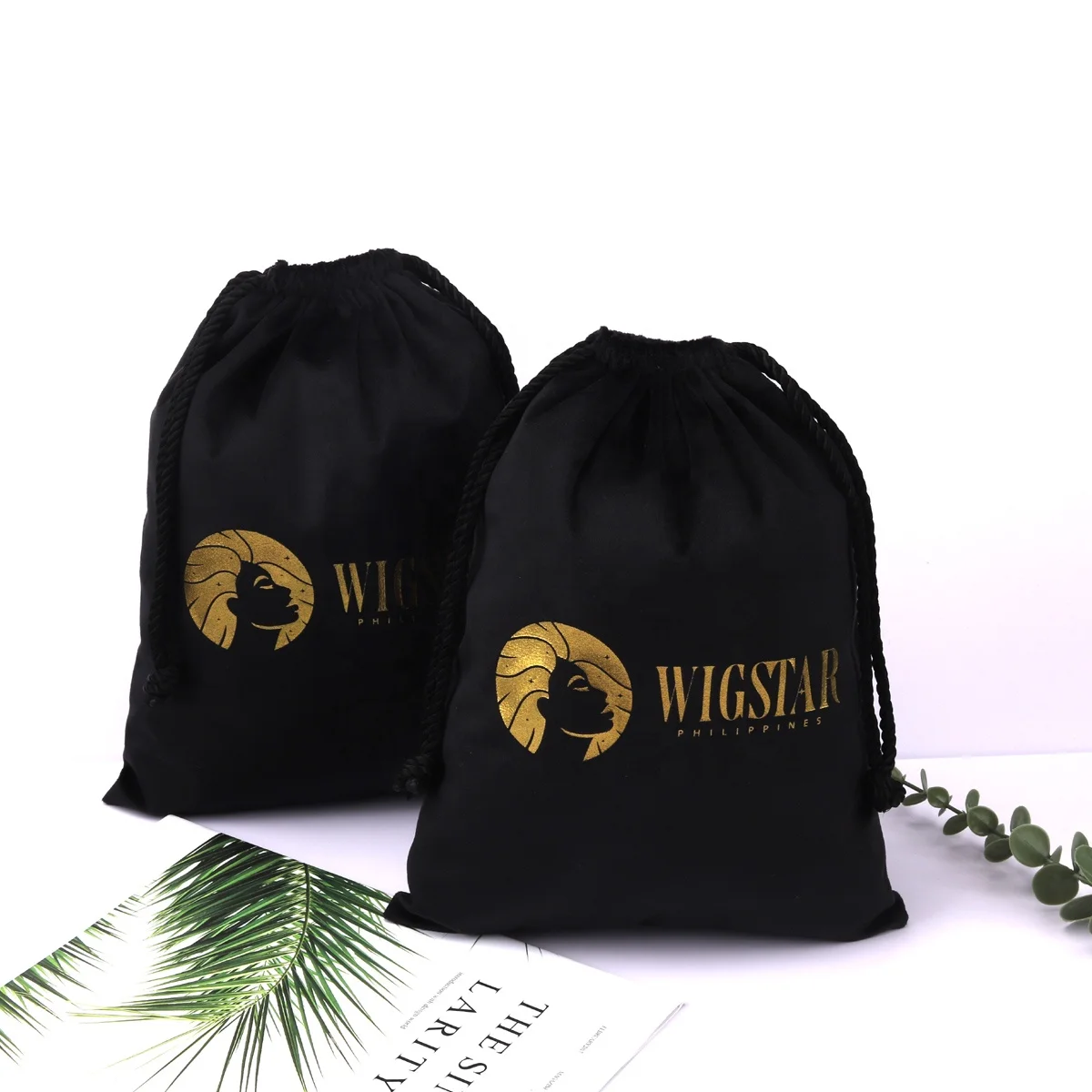 Luxury Large Velvet Clothes Hat Packaging Bag Soft Custom Logo Printed Velvet Drawstring Dust Pouch