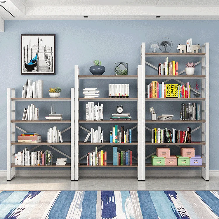 Open Adjustable Vintage Industrial Wood And Metal Bookshelf Home Bookcase