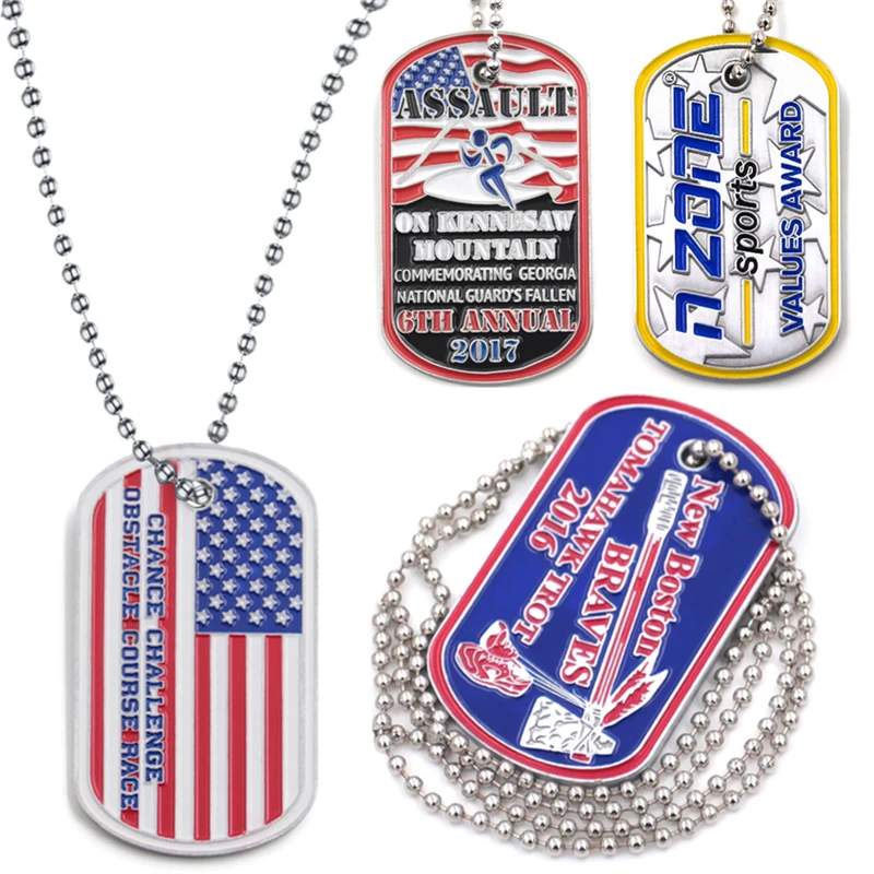 No Minimum Custom Metal Dog Tag , Personalized ID Tag With Ballchain