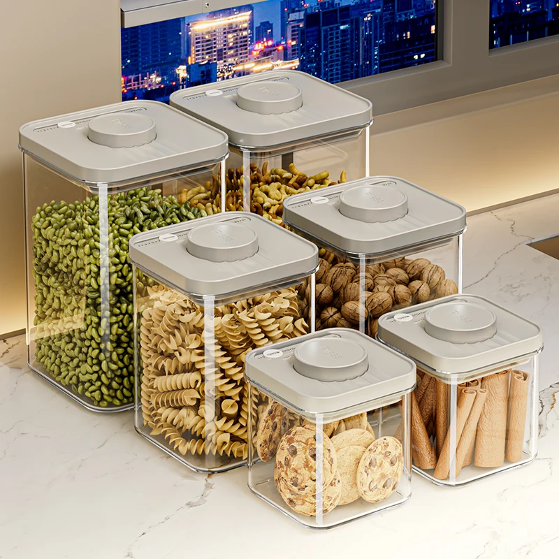 Kitchen Airtight Sealed Plastic Pantry Organizer Dry Food Cereal Box Meal Prep Container Stackable Storage Pot Containers