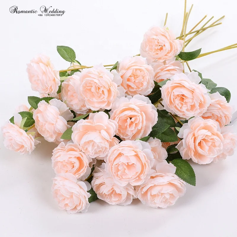 Artificial flowers in bulk colorful blue pink flowers peonies artificial silk flower bouquet for wedding Home Decor