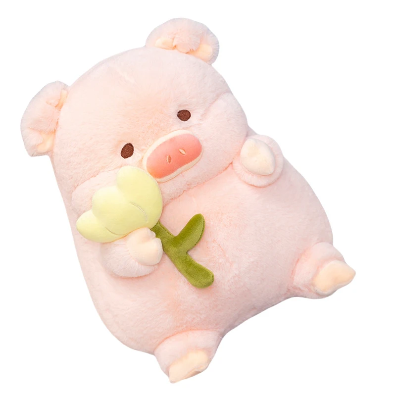 Pink Tulip  Pig High Quality Plush Toys Throw Pillow  Cushion For Girls Kids  Stuffed Pig Pillow