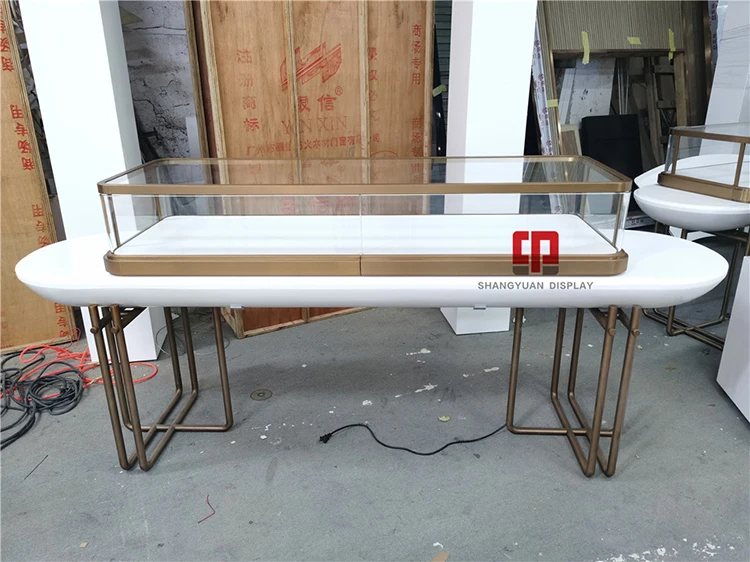 European-Style Jewelry Cabinet Design Shopping Mall High-End Gold Display Cabinet Stainless Steel Jewelry Glass Counter