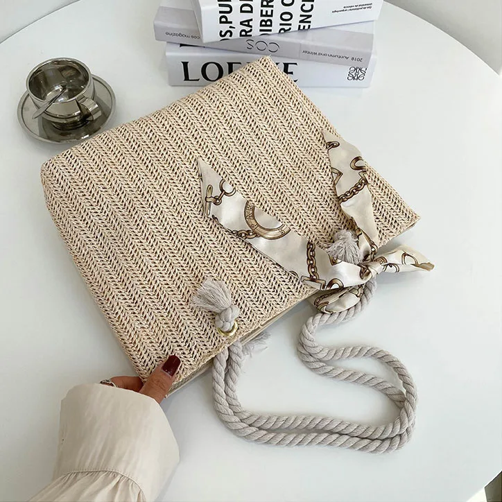 Spring summer seasons new arrivals straw shoulder hand bags women daily shopping single- shoulder bag