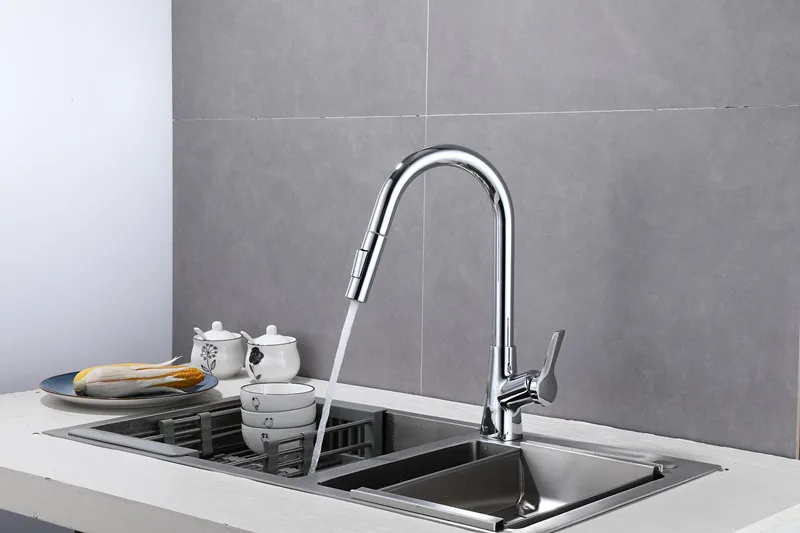 Pull Down Kitchen Faucet Hot and Cold Mixers OEM support Gourmet Faucet