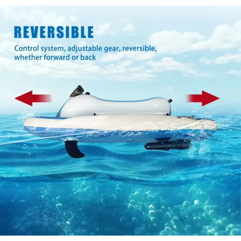 CAMORO Remote Control Electric Motorized Inflatable Jet Ski Boat Water Floating Motor Boat with Electric Underwater Scooter
