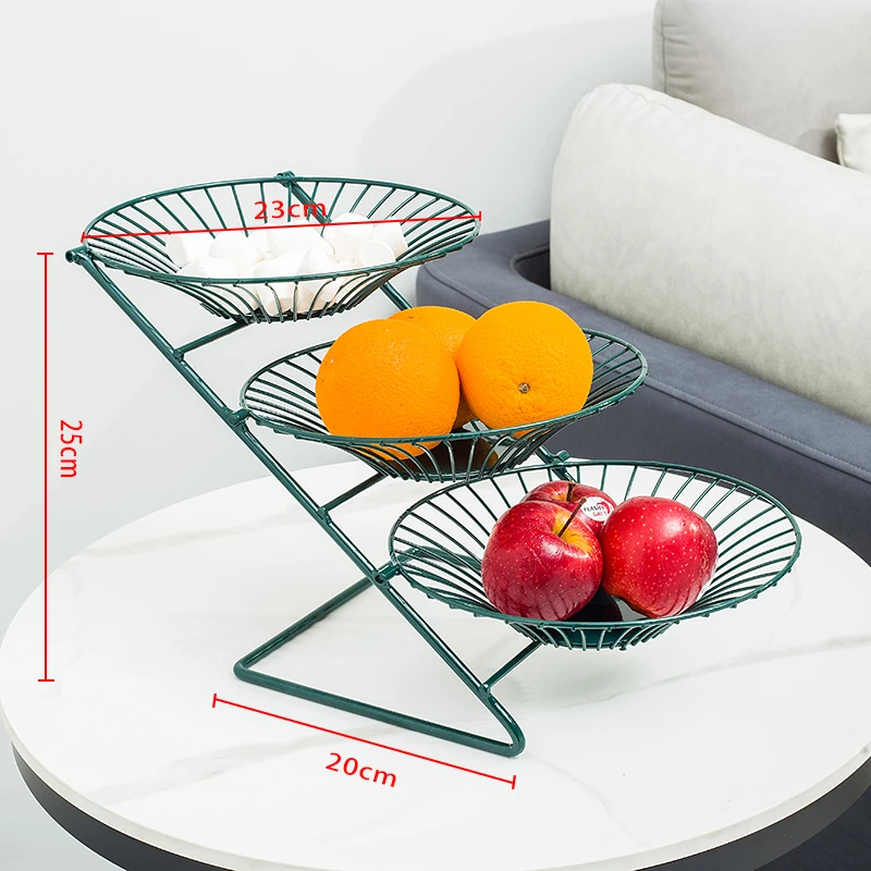 Livingroom Gold Multi Tier Wire Vegetable Fruit Organizer Holder Hanging Fruit Basket 3 Tier