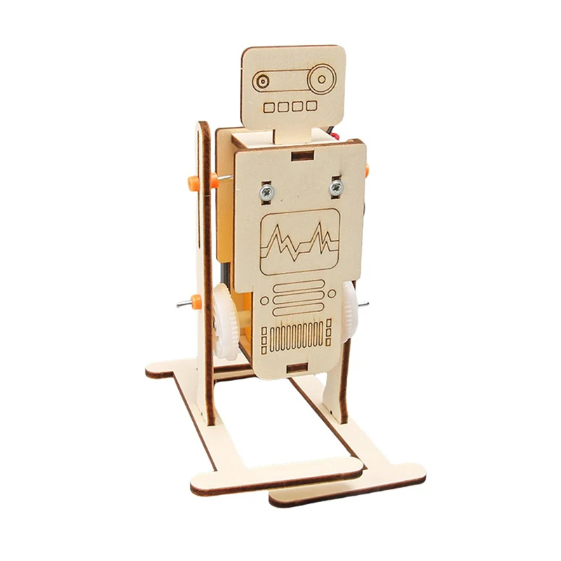 DIY Electric Biped Walking Robot Model Kits 3D STEM Physical Science Experiment Material Package Educational Montessori Wooden