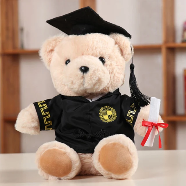 25-45cm wholesale kawaii mini graduation cap anime bear cute plush toys custom cartoon stuffed plush figure toys for kids