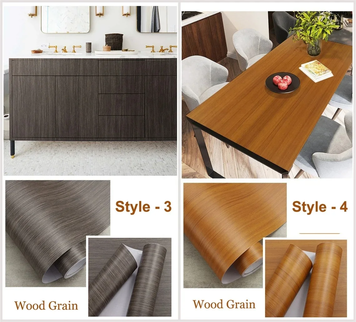 wood grain design kitchen cabinet pvc decorative film