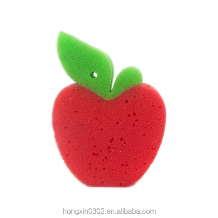 OEM Cartoon Cute Fruit Shape Printed Baby Bath Sponge Wholesale Bath Puff Sponge Shower