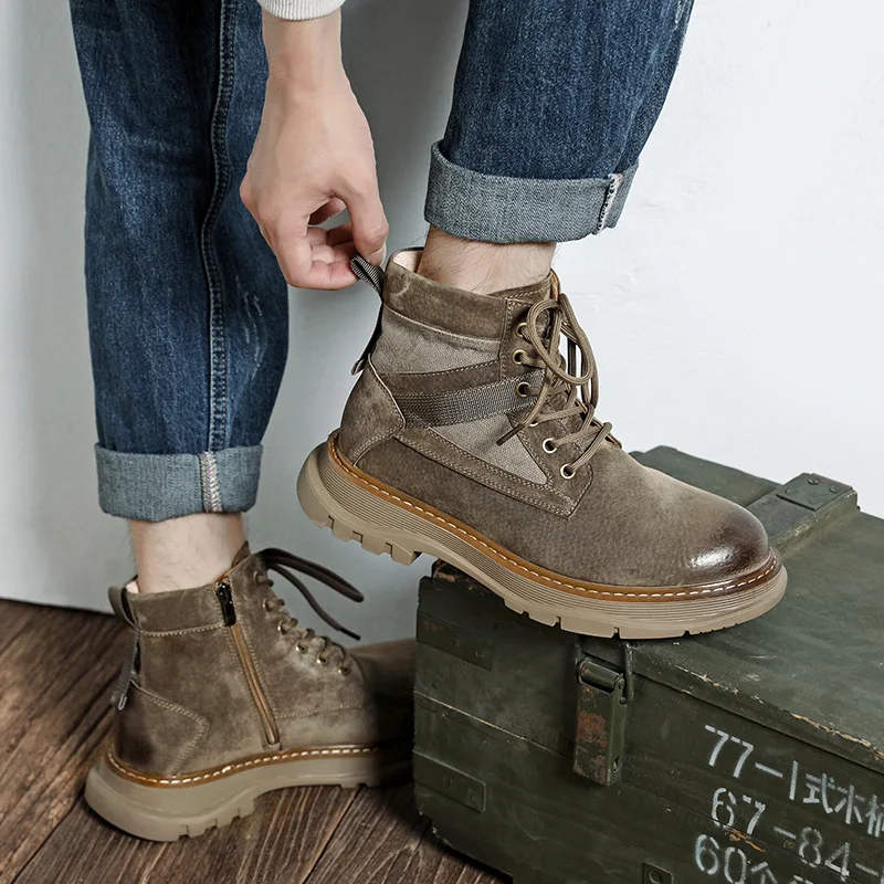 Dropshipping Custom Logo Winter Outdoor Hiking Boots Rubber Sole Durable Waterproof Martin Boots