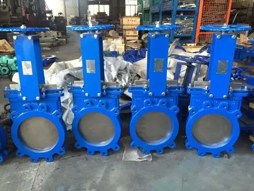 Ductile Iron Manual Slurry Knife Gate Valve with Rubber Sleeves