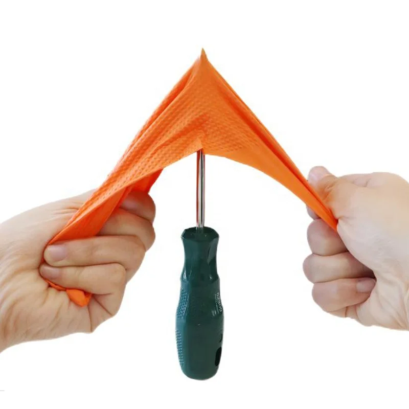 8 mil orange mechanic nitrile glove garage automobile industrial car repair working use diamond texture nitrile gloves