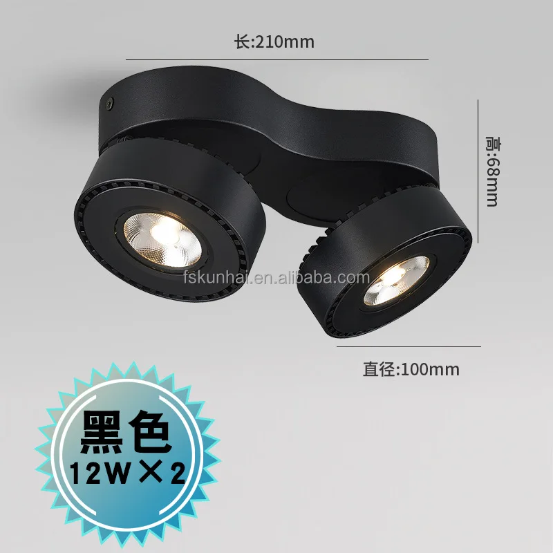 2 head surface mounted spotlight led focus foldable ceiling light Nordic living room background wall spotlight KH-WF-C-3033-2