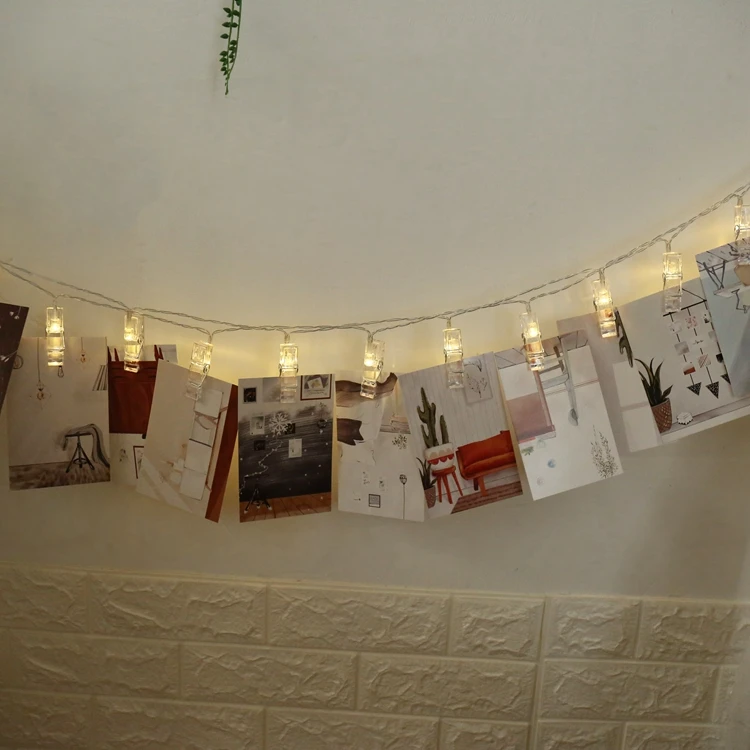 Battery Operated Waterproof Colored led garland card photo clip led string light