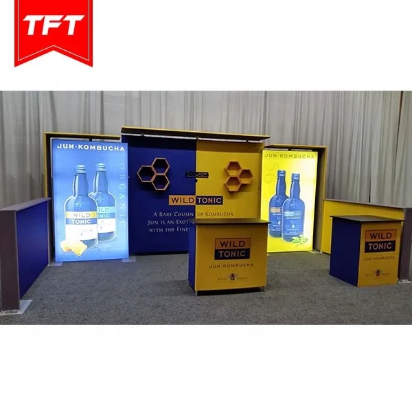 Easy To Install Customized Portable Textiles Frame Led Illuminated Trade Show Display Stand De Feria