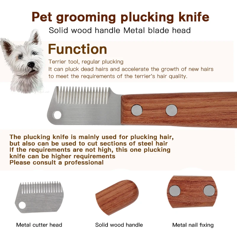 Factory Wholesale Custom Logo Wooden Cat Hair Deshedding Tool Pet Dog Grooming Stripping Knife