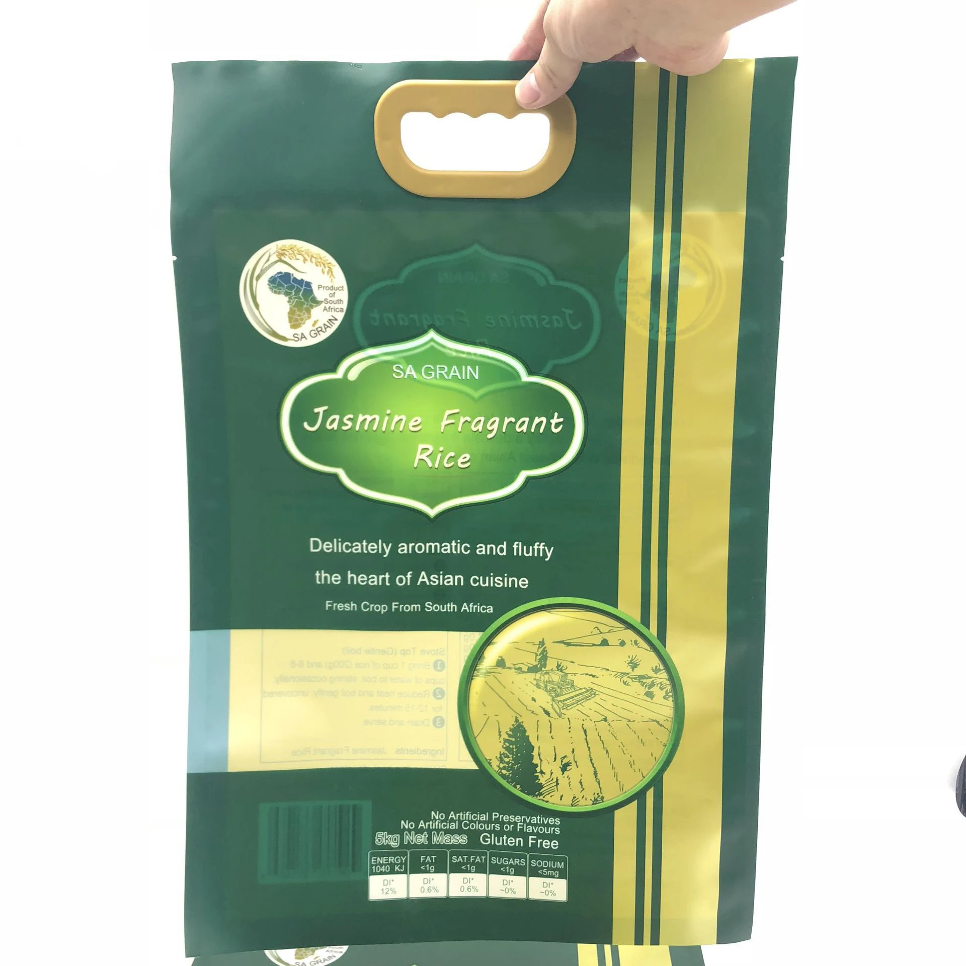 Custom Printed Plastic Handle Food Packaging Nylon 5KG 8KG 10KG 20KG Rice Packaging Bag