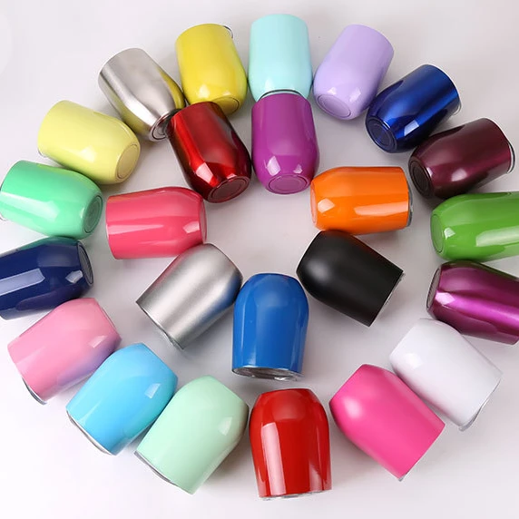 12oz colorful Stainless Steel insulated stemless swig Wine tumbler Vacuum double wall egg Shape tumbler cups with lid