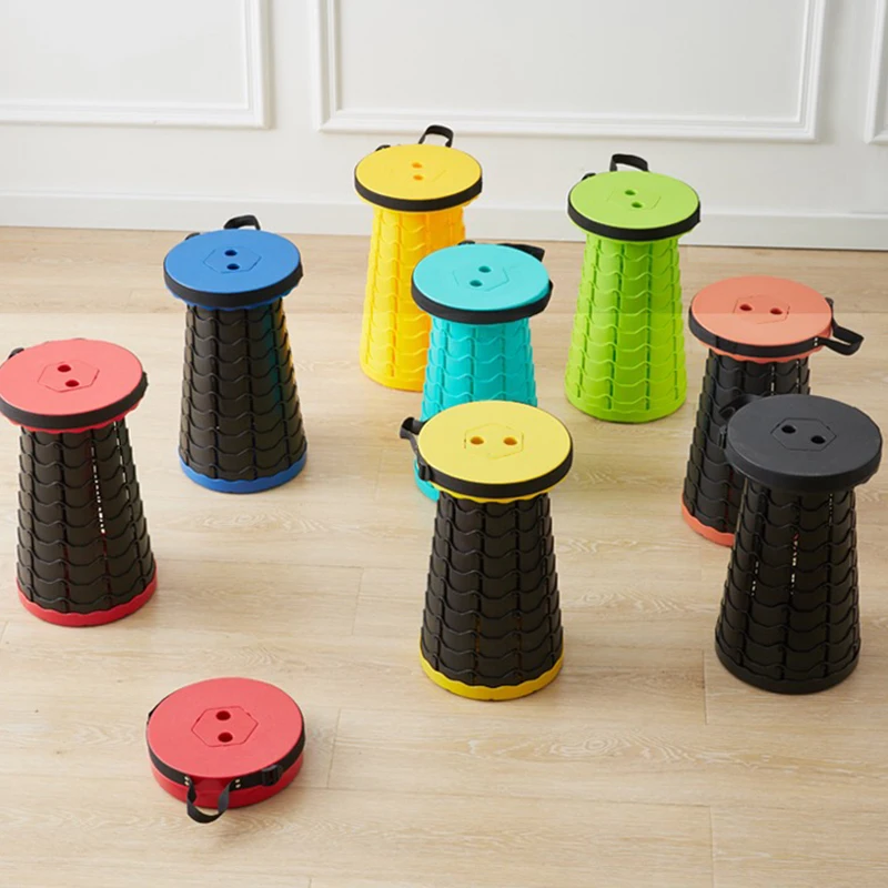 outdoor custom OEM lightweight easy portable plastic mini camp foldable step chair collapsible fold retractable telescopic stool