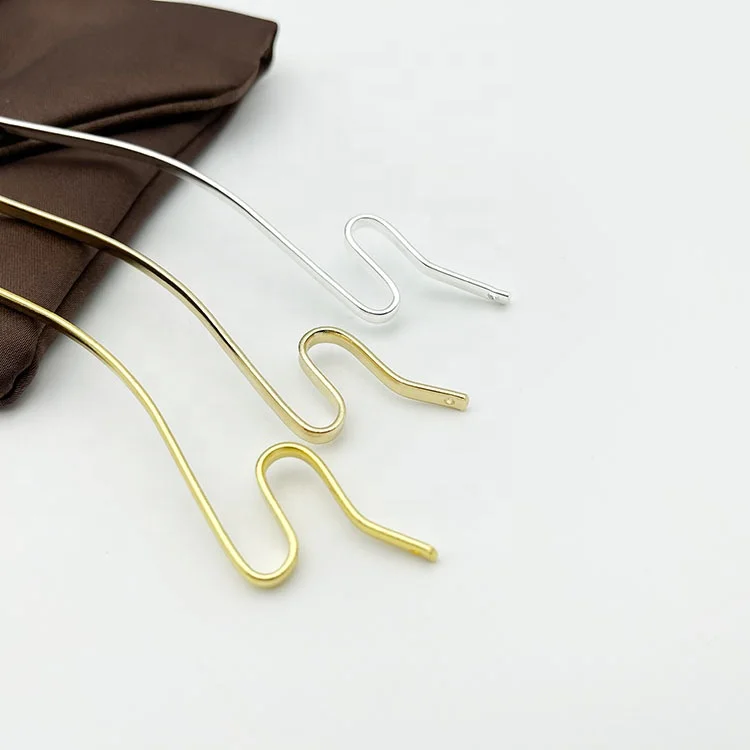 Wholesale yiwu wavy hairpin simple design plain hair pins iron copper metal hair chopsticks accessories for women girls