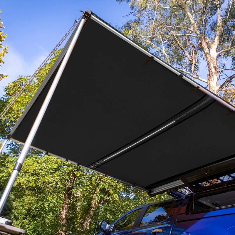 Wholesale Car Side Awning Outdoor Vehicles Camping Car Roof Awning Tent Offroad 2m 2.5m 3m Black Vinyl Coated Roof Side Tent