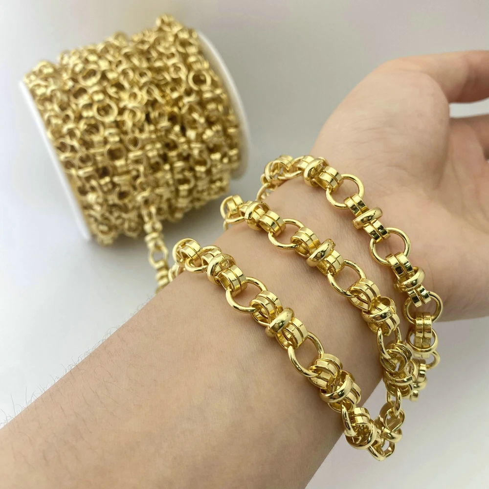 Fashion 18k Gold Plated Big Circle Knot Chain for DIY Women Men Hip Hop Necklaces Punk Bracelet Making Jewelry Accessories