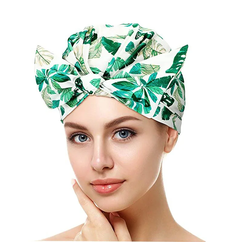 custom women luxury hot sale elastic adjustable size waterproof bow shower cap and environmentally friendly material