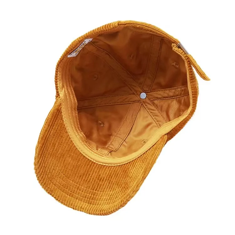 Wholesale Ginger Corduroy Satin Lined Hat Unstructured Orange Dad Hats Custom Baseball Cap With Satin Lining