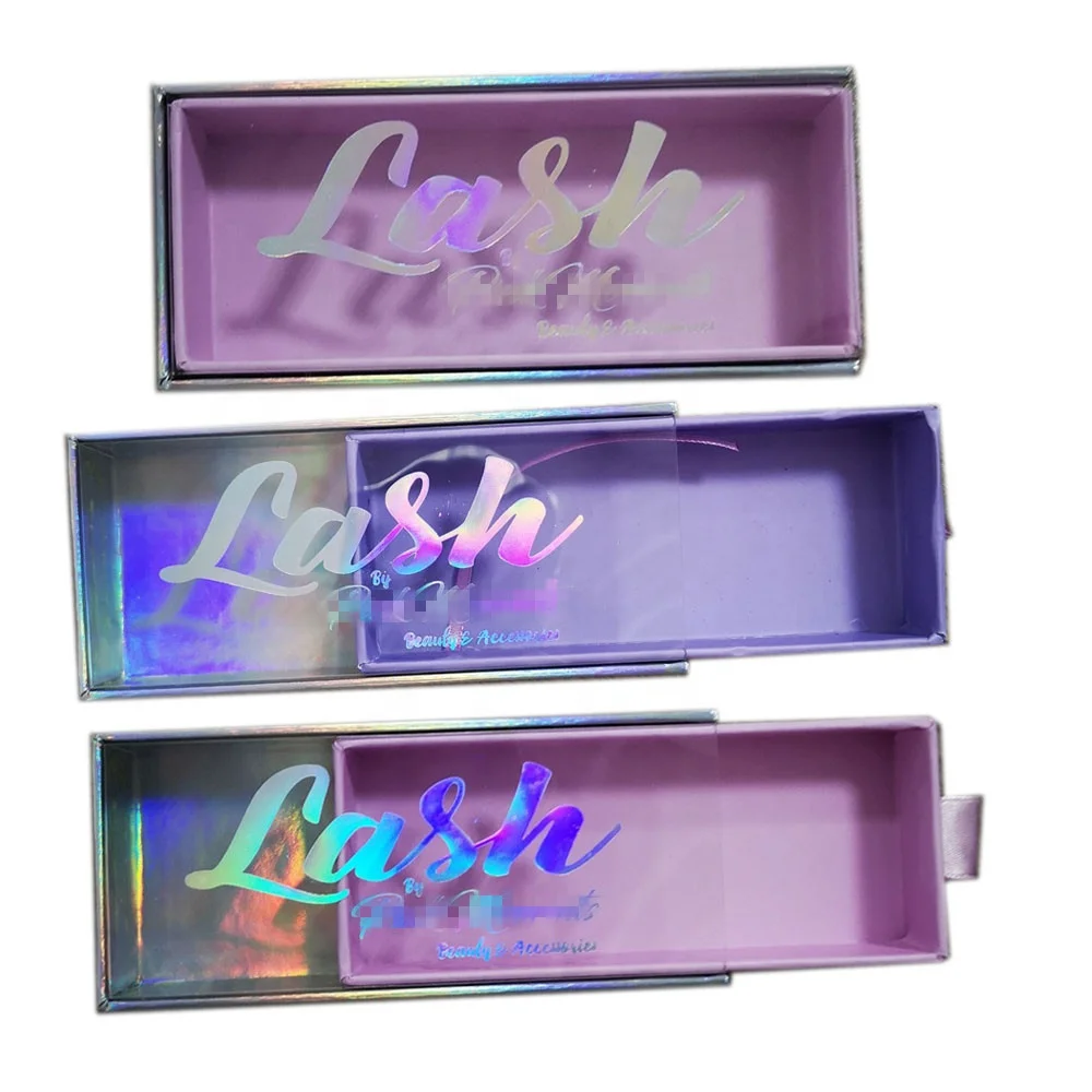 Private Label Custom Empty Drawer Eyelash Packaging Storage Box Case  with Clear Cover