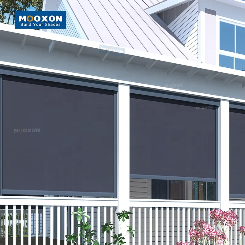 Sunshade Shading Shades Garden Balcony Outdoor Polyester Fiber Curtain Motorized Roller Retractable Shade