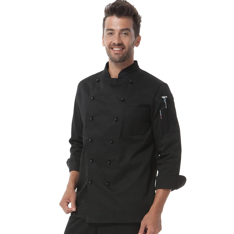 
CHECKEDOUT Long sleeve movable buttons professional chef uniform and kitchen uniform for restaurant and hotel 