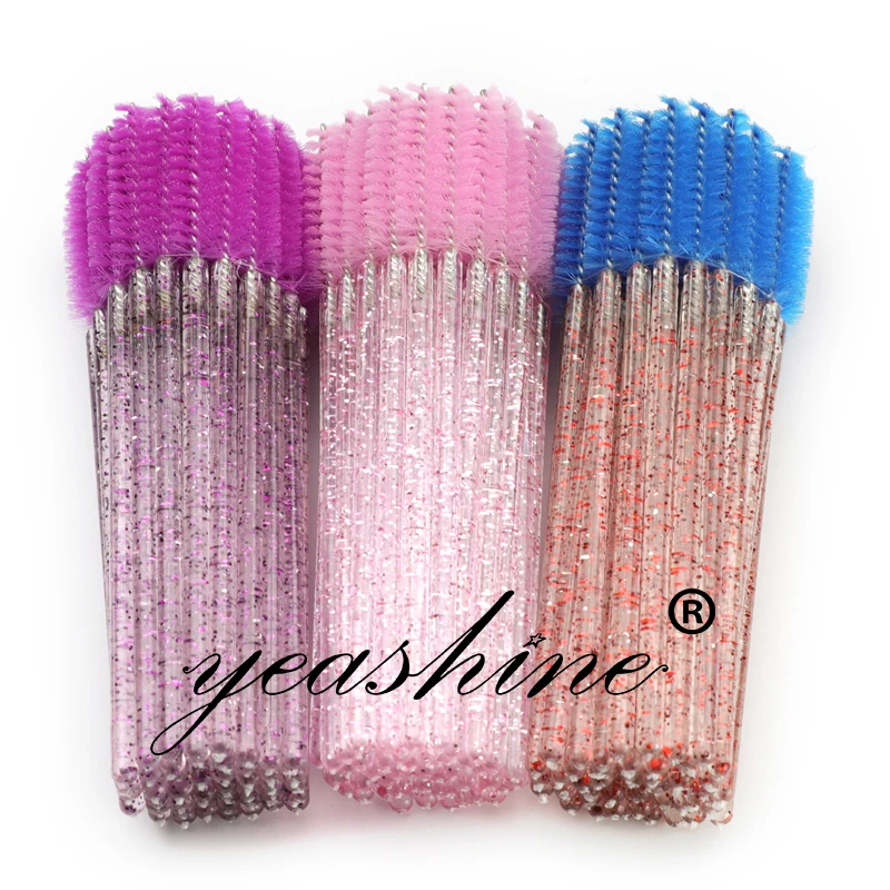 Glitter Free Eyelash Sample Purple Makeup Crystal Handle Disposable Mascara Brush
