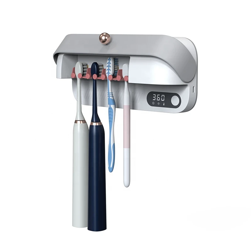 4 in 1 Wall mounted USB Rechargeable toothbrush holder UV Light sterilizer toothbrush sanitizer for home bathroom