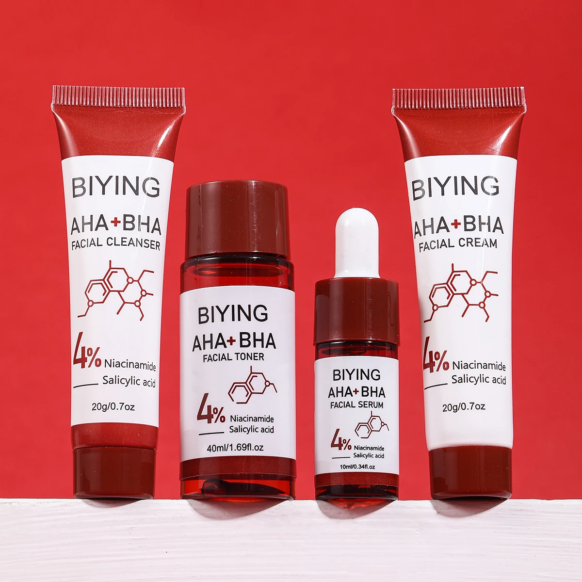 New Arrival AHA+BHA Series Natural Skin Care Set Facial Cleanser Toner Face Cream Serum Skin Care Set