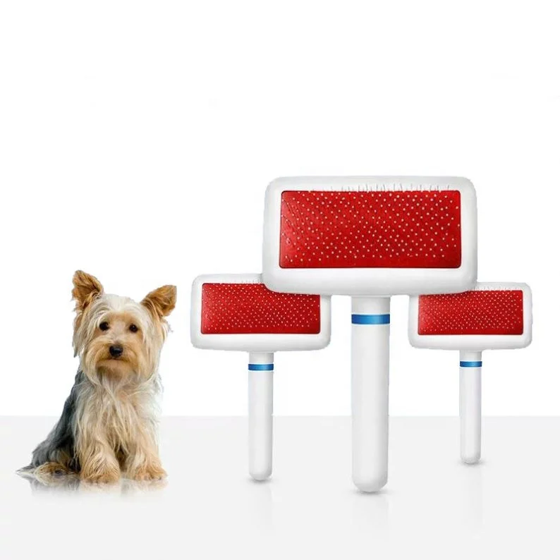 
Hot Sale Dog and Cat Long Thick Hair Deshedding Tool Self-Cleaning Pet Brush Grooming Comb 