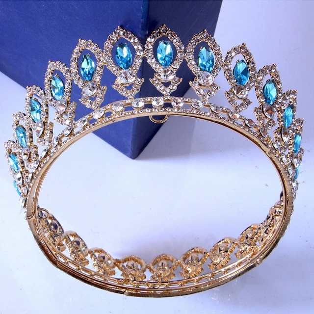Золотая Мисс Вселенная высокая корона полная круглая свадьба день рождения принцесса свадебные кристаллы алмазная циркониевая диадема для волос