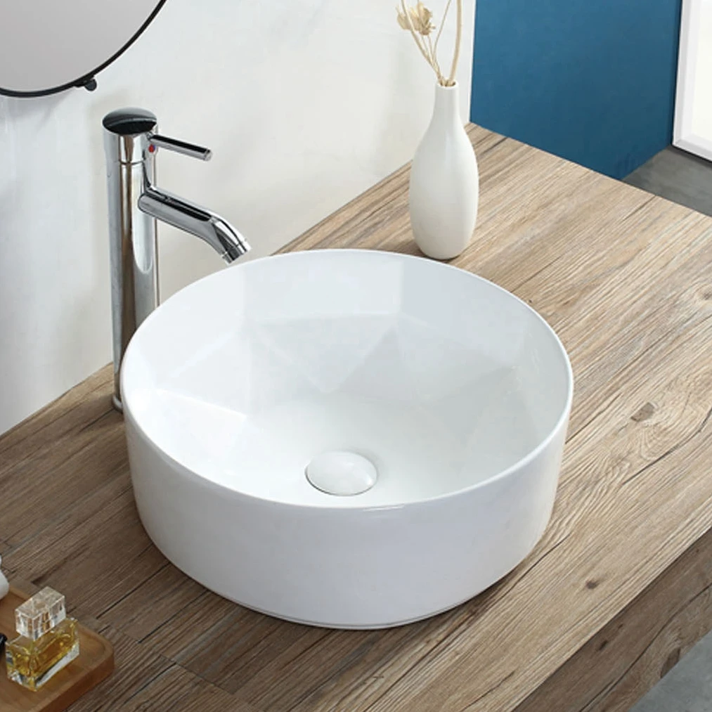 white round counter top ceramic art bathroom washbasin