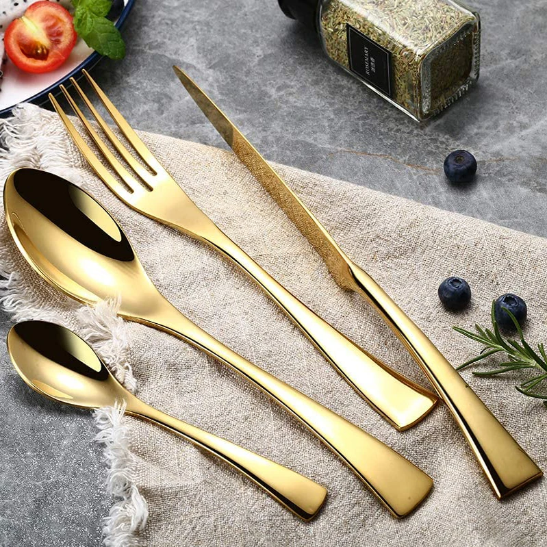 Wholesale Hotel Wedding Cutleries 4Pcs Restaurant Flatware Set Silverware Knife Spoon Fork Stainless Steel Rose Gold Cutlery