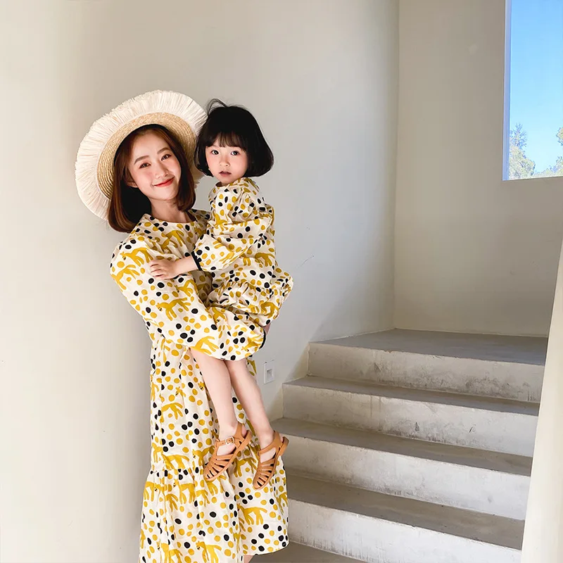 Женское платье SADI с круглым вырезом, красная клетчатая юбка из пряжи с длинным рукавом для девочек, шифоновая Одинаковая одежда для родителей и детей, платья