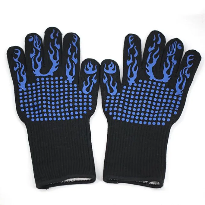 Non-slip Double Print Silicon Grip BBQ Kitchen Microwave Oven Grill Glove Mitt Set Heat Resistant Gloves.