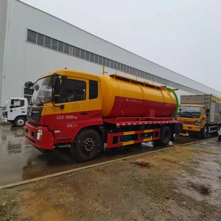 High-quality  Dongfeng 14 cbm sewage suction trucks with jetting  vacuum pump  truck septic  truck vehicle
