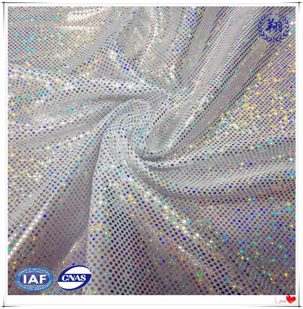Colorful Polyester Spandex Shiny Foil Print Fabric For Dancewear