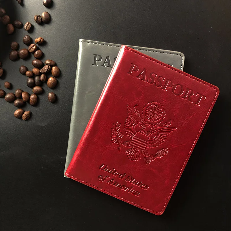 PU Leather Passport Cover For USA With Printing