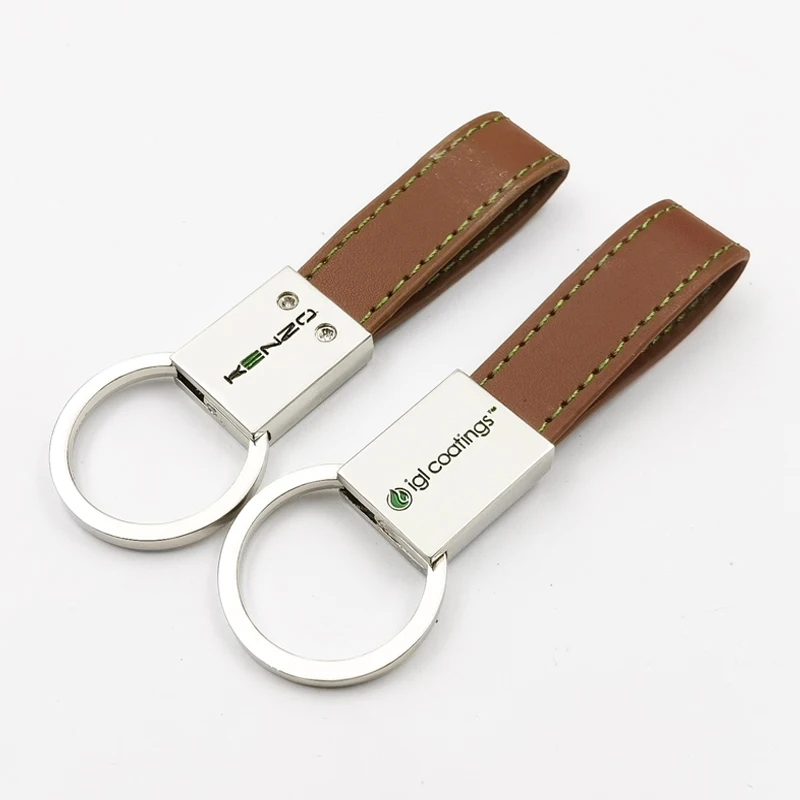 Zhongshan one way cheap wholesale fashion metal custom car logo pu genuine leather customized keychain